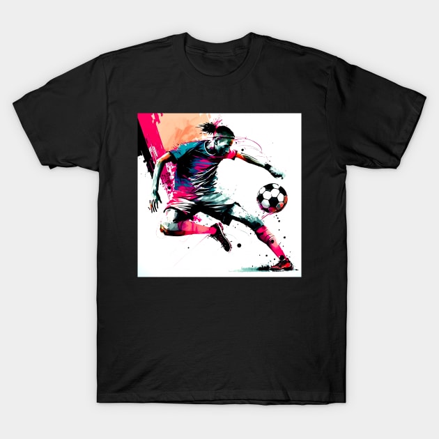 Soccer Player Graffiti Art Splash Paint T-Shirt by MaystarUniverse